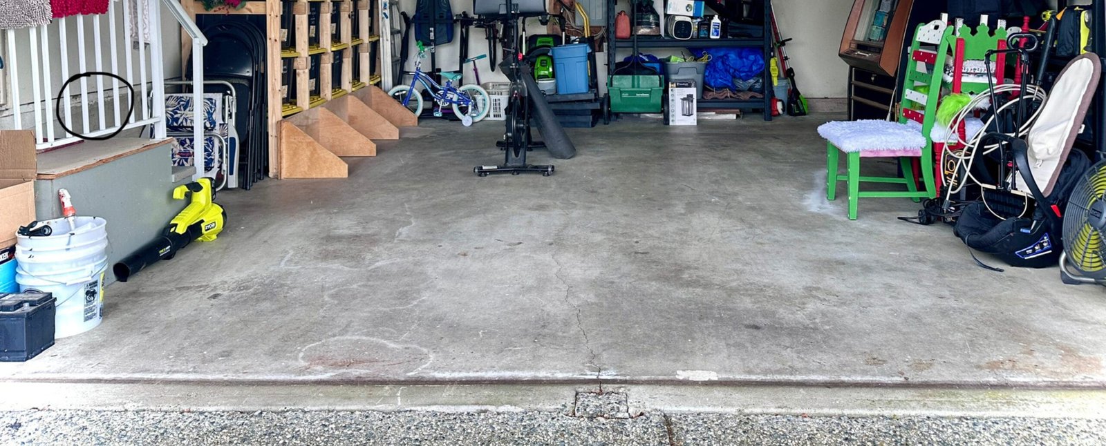 Full width, back wall — before